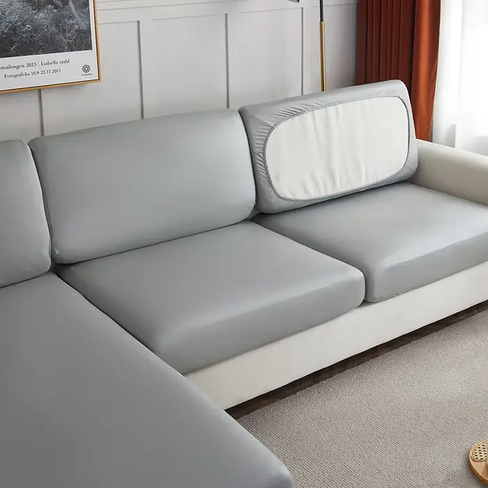 Housse de coussin de canapé en cuir PU, imperméable et élastique, protection de dossier, facile à ne