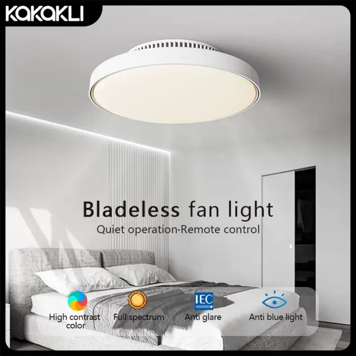 Lampe de ventilateur de plafond LED avec conception moderne sans lame, vent silencieux et fort, télé