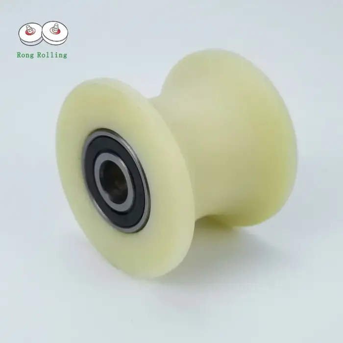 Rouleau en nylon à rainures coulissantes, diamètre 60 mm, épaisseur 48 mm, diamètre de la rainure en U 50 mm, roue en nylon pour portail avec double roulements 6201RS