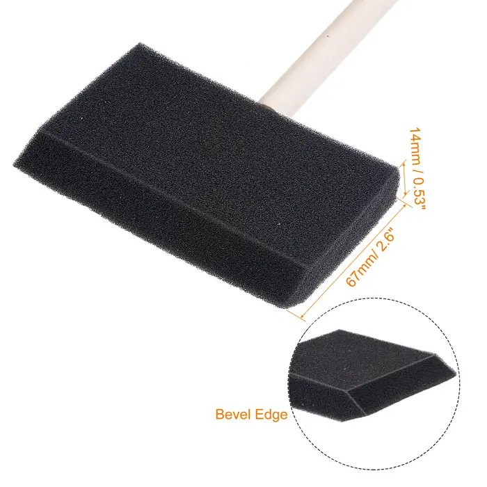 Uxcell – pinceaux à peinture en mousse, 4 pouces, avec bord biseauté, manche en bois, brosse éponge pour peinture, coloration, application d'adhésifs, 24 pièces