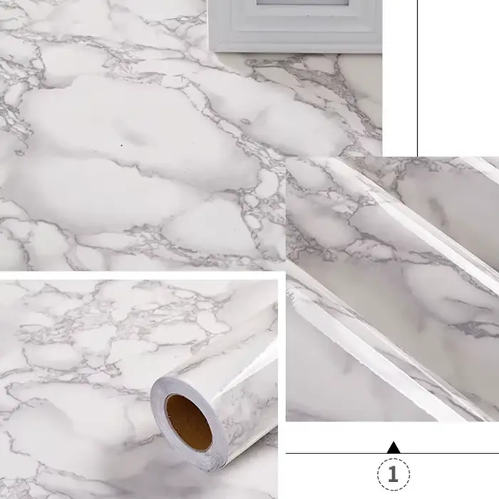 Papier peint auto-adhésif étanche pour poêle à film huileux de cuisine, autocollant en marbre, carre