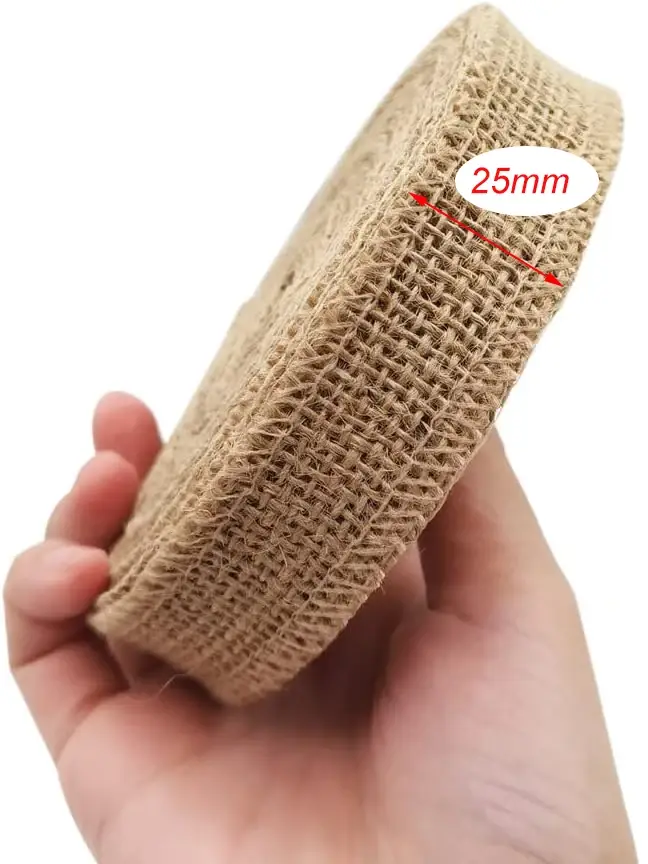 Rouleau de tissu en toile de Jute naturelle, 25/30/40/50/60/80/100/120/150mm, ruban de Jute pour emb
