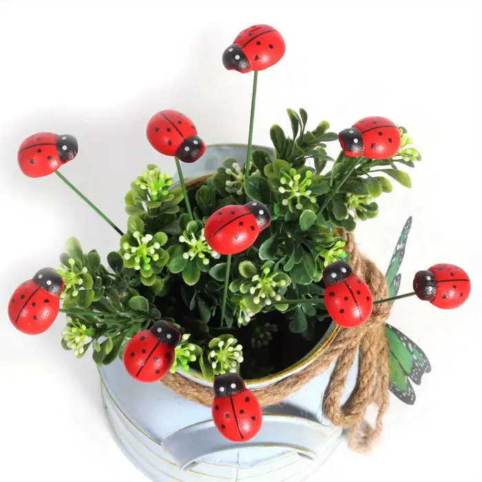 Piquets de jardin décoratifs coccinelle en bois