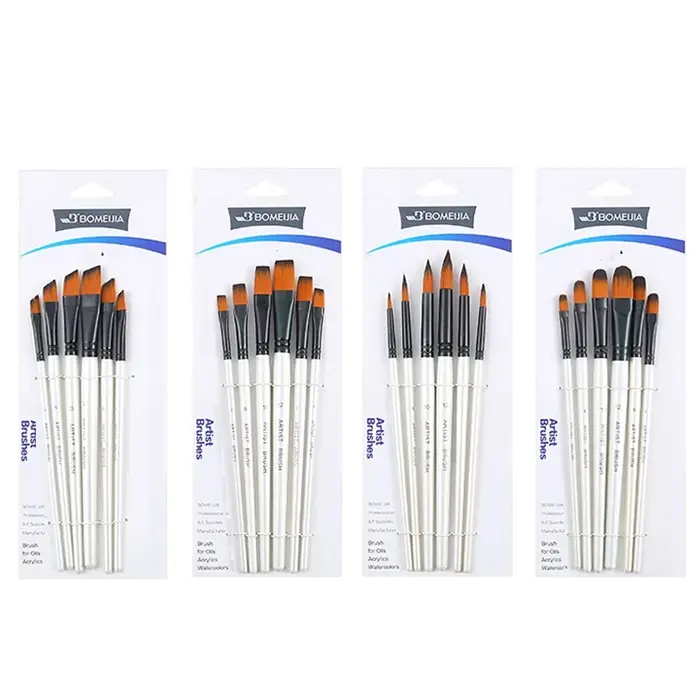 BOMEIJIA pinceaux ensemble rond Angle plat Filbert acrylique aquarelle huile Gouache brosse