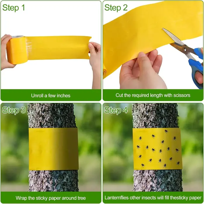 Ruban anti-insectes double face jaune 5/10M