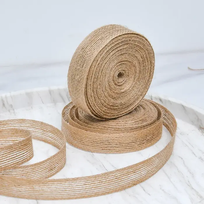 Ruban en toile de jute naturelle vintage