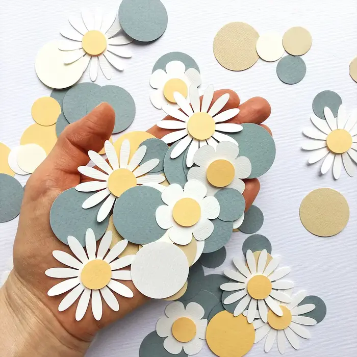 1 sac doux rond marguerite fleur papier confettis mariage fleur Table disperser bébé douche fête d'anniversaire boîte-cadeau décorations approvisionnement