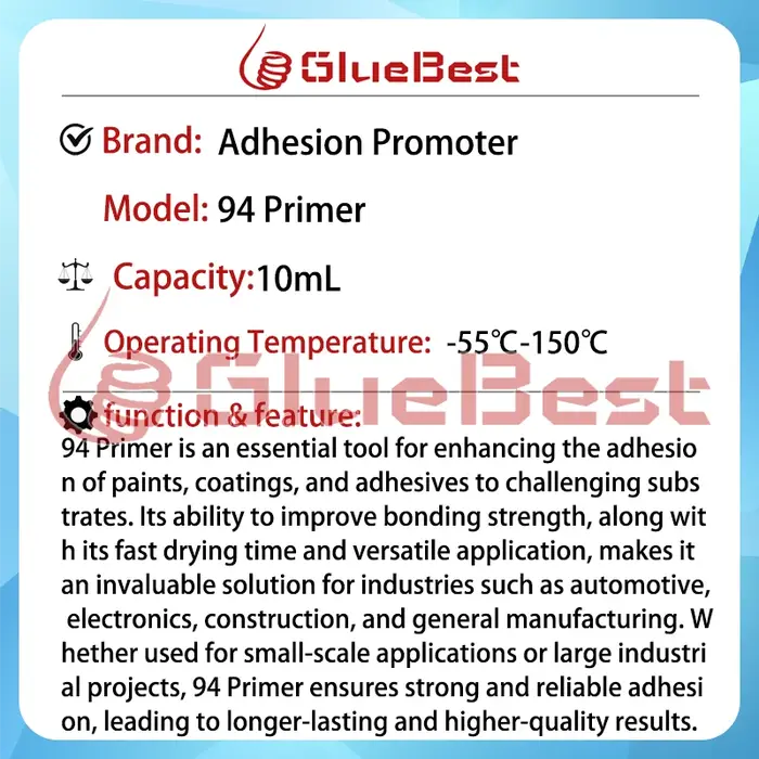 Promoteur d'adhérence 94 Primer pour une meilleure liaison dans les applications industrielles et automobiles Produit original