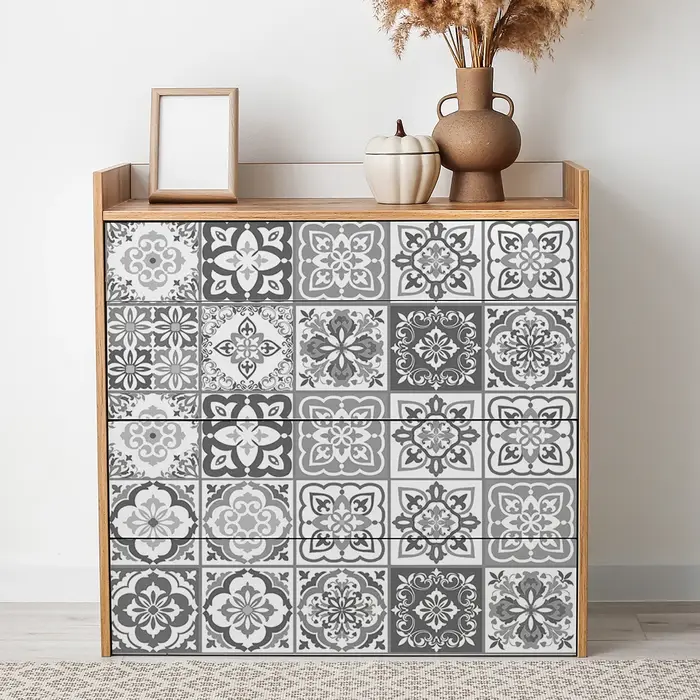 1 rouleau gris et blanc Portugal et Espagne Maroc motifs décoratifs épaissi résistant à l'humidité