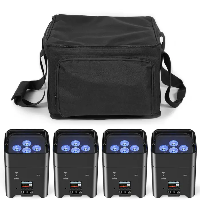 U'King 4 pièces 6x18W 6IN1 RGBAW + UV Par lumière avec sac DMX télécommande WiFi Par lumière sans fi