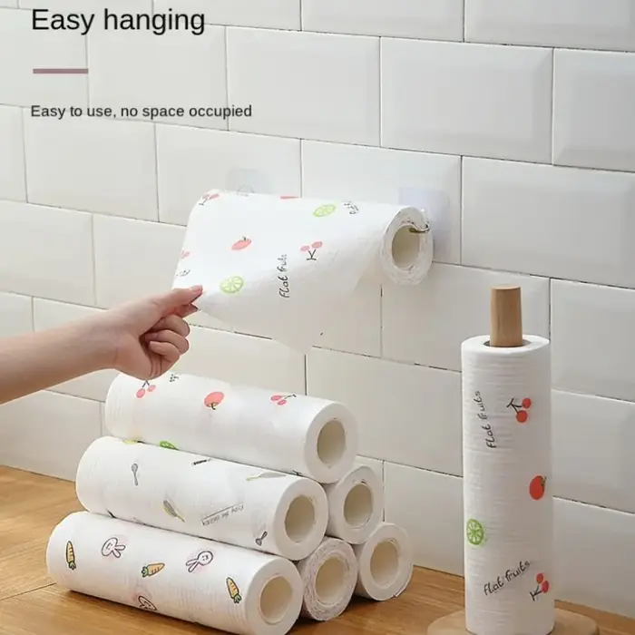 1 Rouleau/400 Feuilles de Chiffons Non-Tissés Jetables Épaissis Dégraissants pour Nettoyage Facile