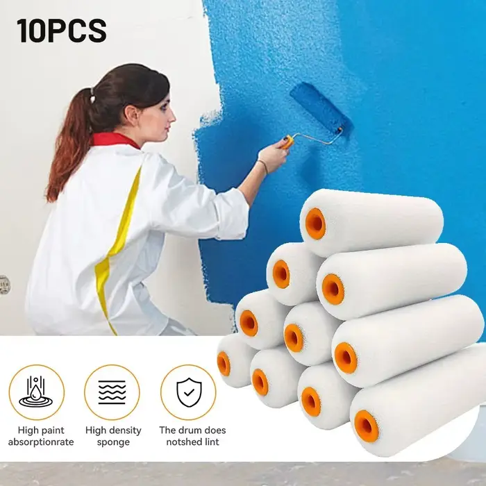 Mini manchons de rouleau de peinture en mousse blanche Durable, 100mm, 10 pièces, rouleaux éponge de