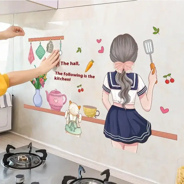 Autocollants muraux auto-adhésifs résistants à l'huile pour cuisine