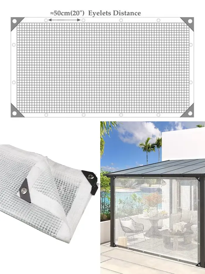 Bâche PE renforcée en maille transparente de 0.35mm, tissu imperméable pour plantes, couverture de t