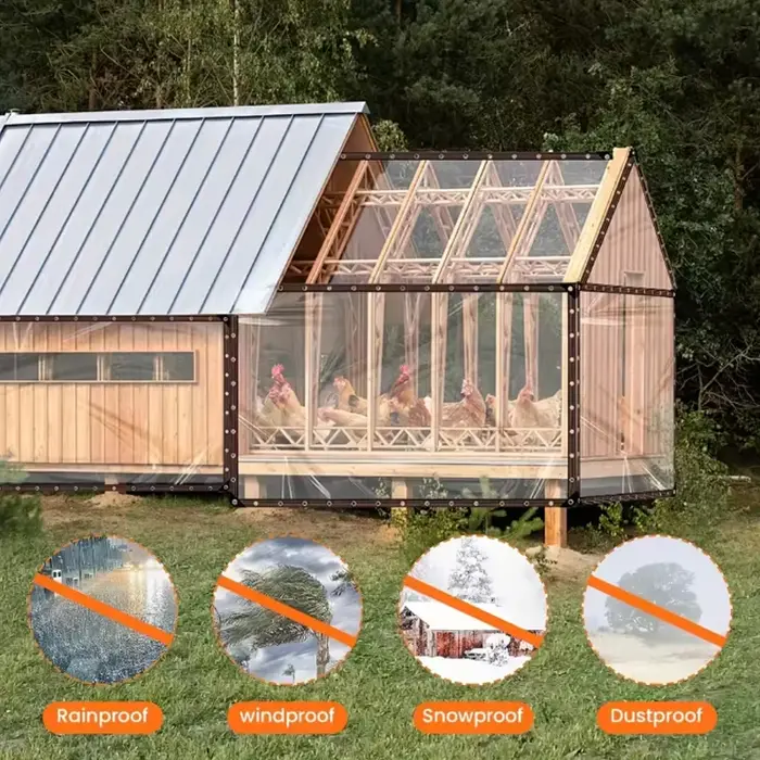 Bâche transparente imperméable légère pour ombrage et protection contre la pluie