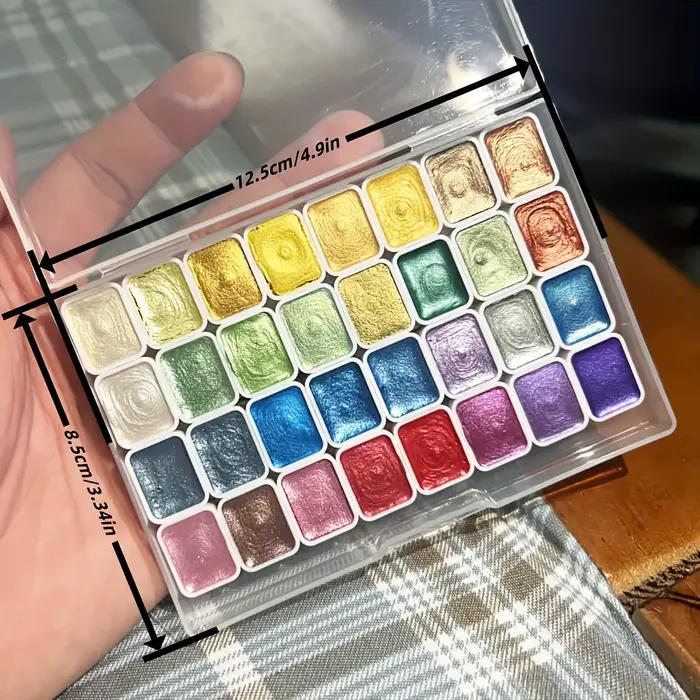Palette de peinture métallique 32 couleurs pour artistes | Tons de perles doux pour une brillance audacieuse