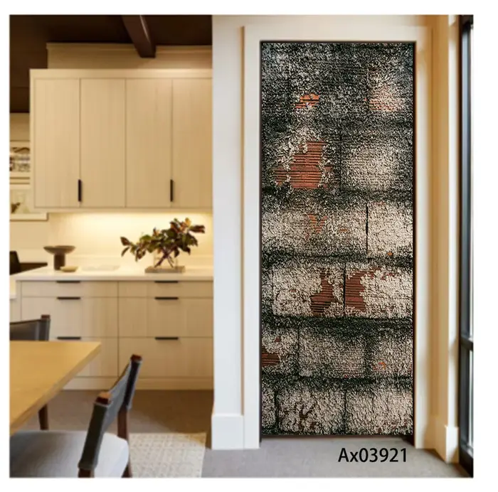 Autocollant mural vertical effet brique rouge rustique