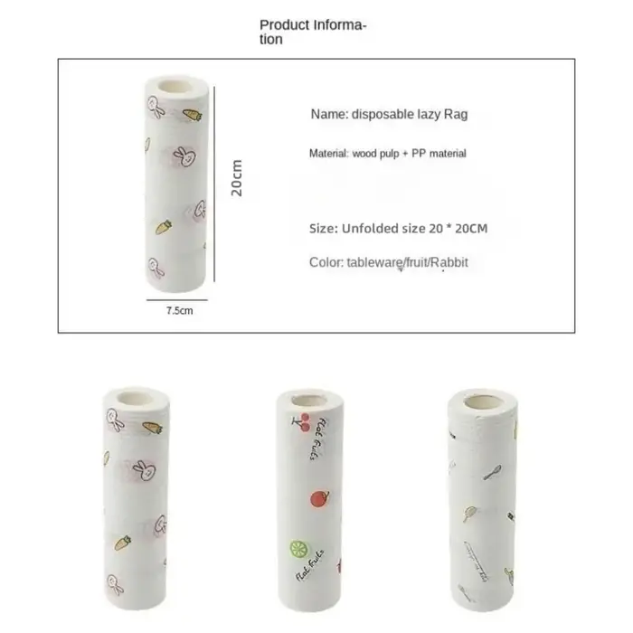 1 Rouleau/400 Feuilles de Chiffons Non-Tissés Jetables Épaissis Dégraissants pour Nettoyage Facile