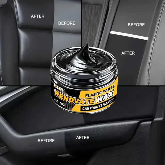 1 pot de cire de restauration et de protection noire brillante pour l'intérieur de la voiture - Revêtement en plastique