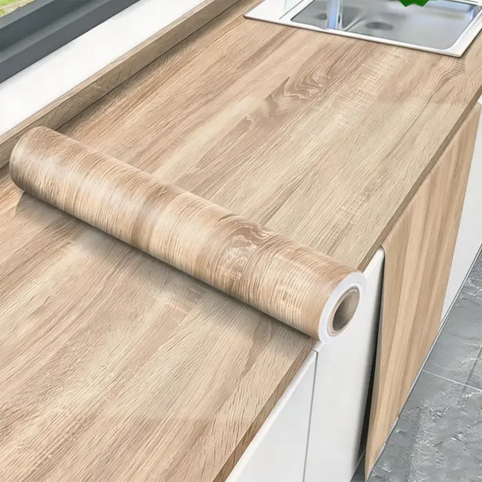 Film adhésif imperméable et anti-humidité pour cuisine en bois