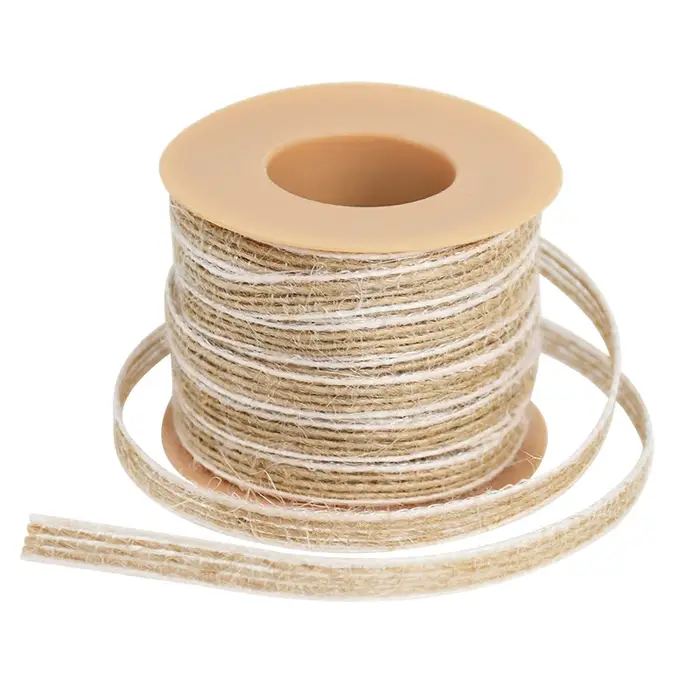 Rouleaux de toile de jute avec dentelle, ruban hessien, décoration vintage rustique pour mariage et 