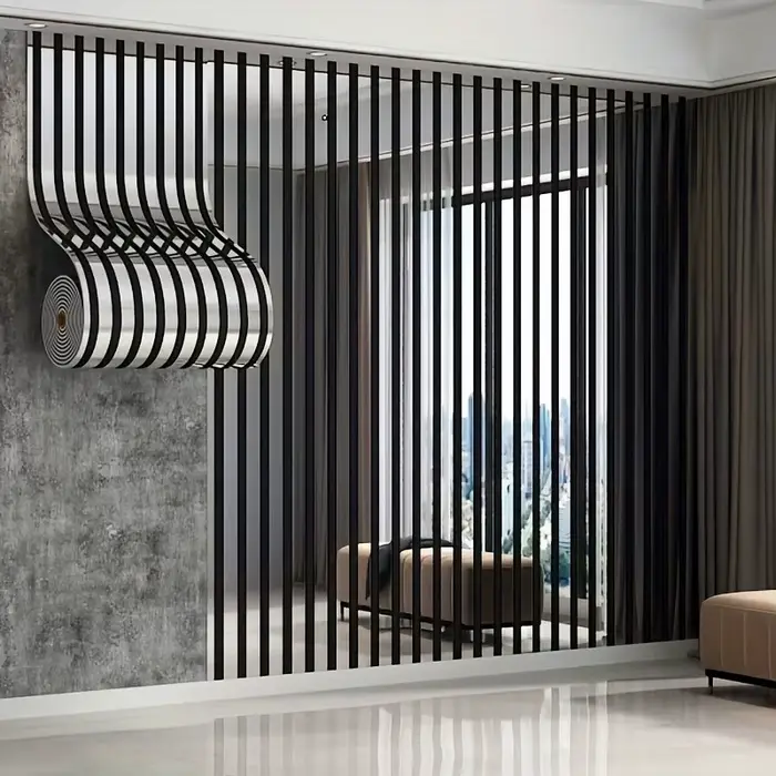 1/2/3 Rouleaux de 300 cm x 40 cm Panneaux Muraux Auto-adhésifs Grand Rouleau Luxe Effet Miroir Gaufré et Grille Métallique Autocollant Mural DIY pour Fond TV