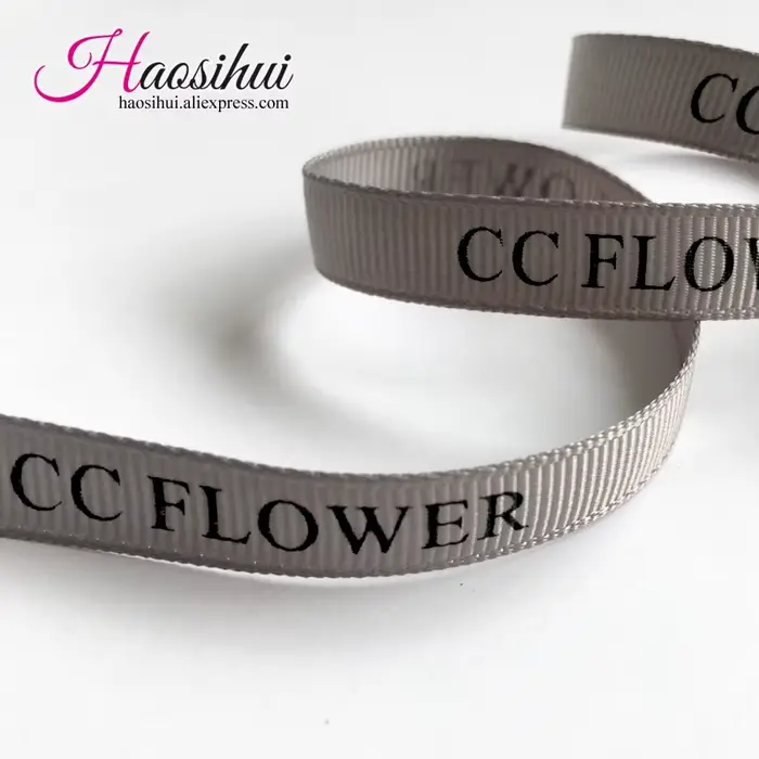 Ruban gros-grain 1/4 ''(6mm), conception gratuite, Logo personnalisé, décoration imprimée, mariage p