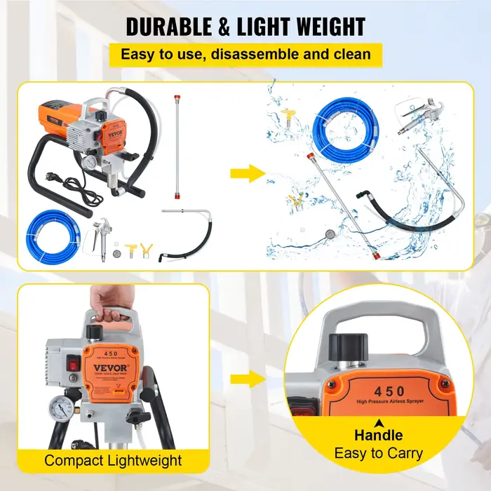 SucceBuy 1500/1800W pulvérisateur de peinture murale sans air Kit de pistolet pulvérisateur électriq