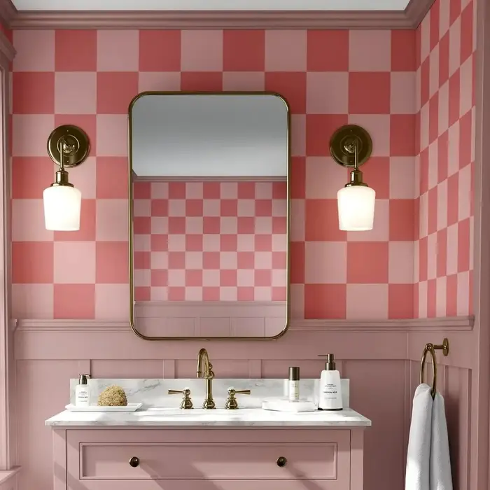 Papier peint moderne rose à carreaux surdimensionnés, mural auto-adhésif pour salle de bain, revêtem