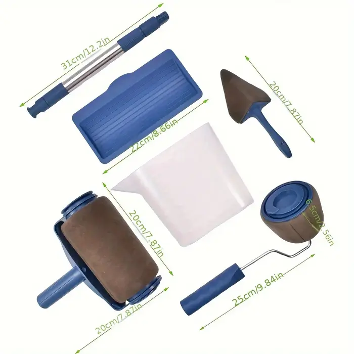 1 ensemble de rouleaux de peinture multifonctionnels, brosse d'angle, outils de poignée, rouleau de 