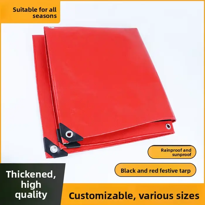 Bâche en toile rouge épaissie 220g, imperméable double face, pare-soleil, tissu pour auvent de camio