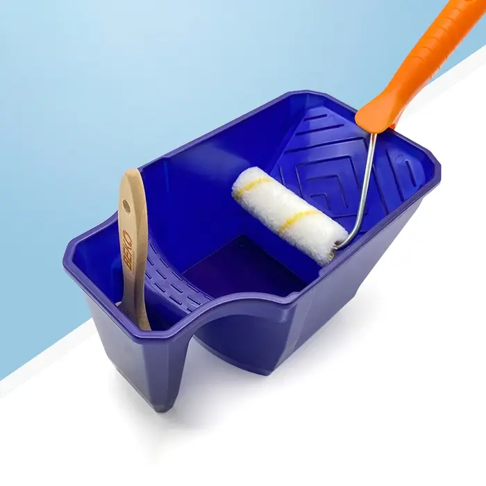 Tasse à peinture portative de 4 pouces avec support de rouleau-matériau PP Durable