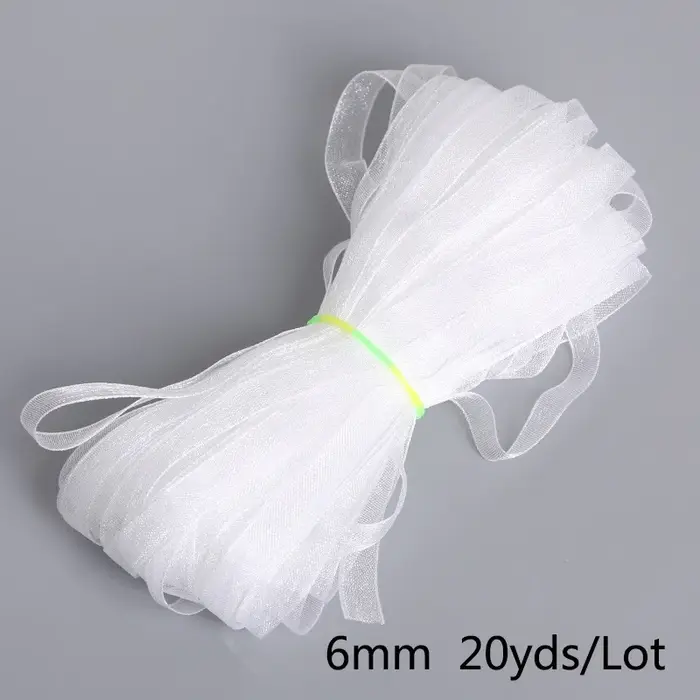 Ruban Organza 20 yards/sac 6mm, pour emballage de cadeaux de mariage, décoration, rubans de noël, ve