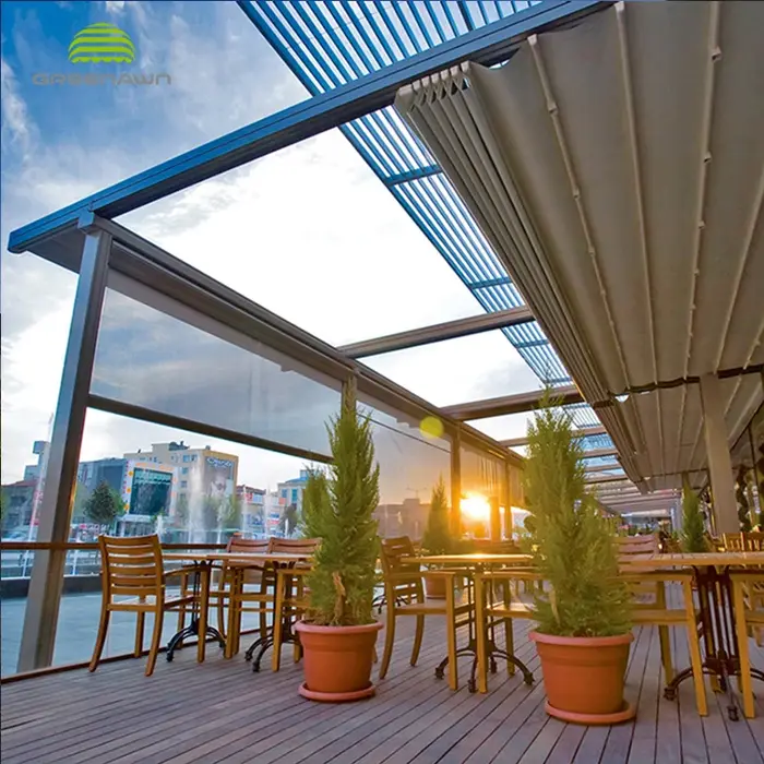Couvre-pergola imperméable mural en PVC pour pergola rétractable
