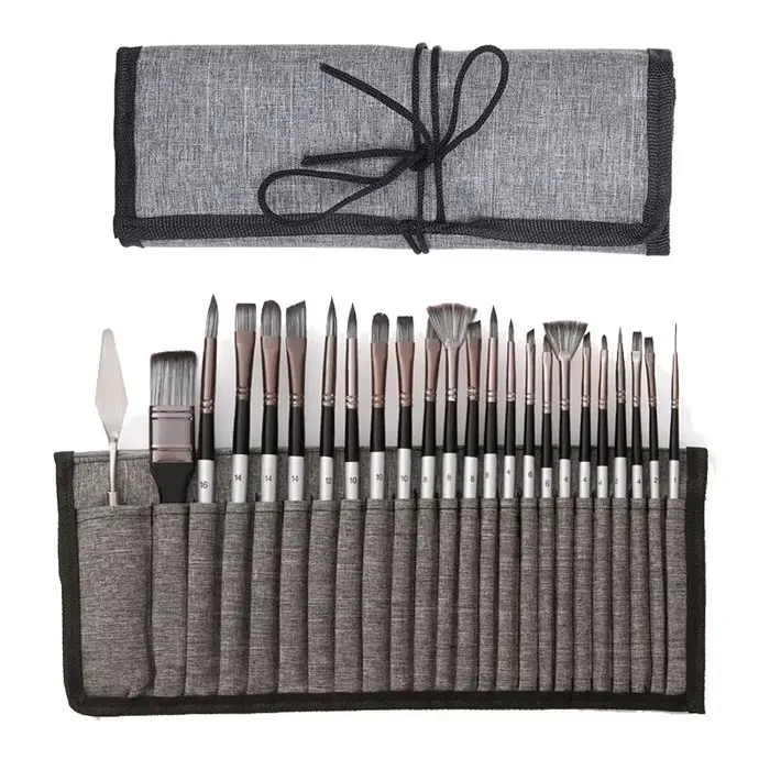Ensemble de pinceaux professionnels pour artistes, 24 pièces, assortis de pinceaux plats, ronds, en