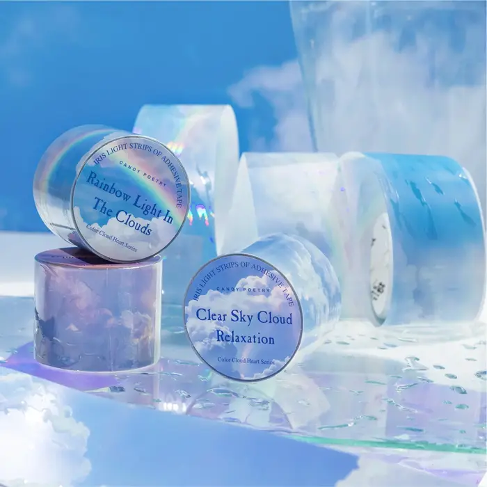1 Rouleau de Ruban Washi Nuages Colorés pour DIY, Scrapbooking, Agendas, Stickers, Rubans Adhésifs Décoratifs, Papeterie Esthétique, Fournitures de Bureau