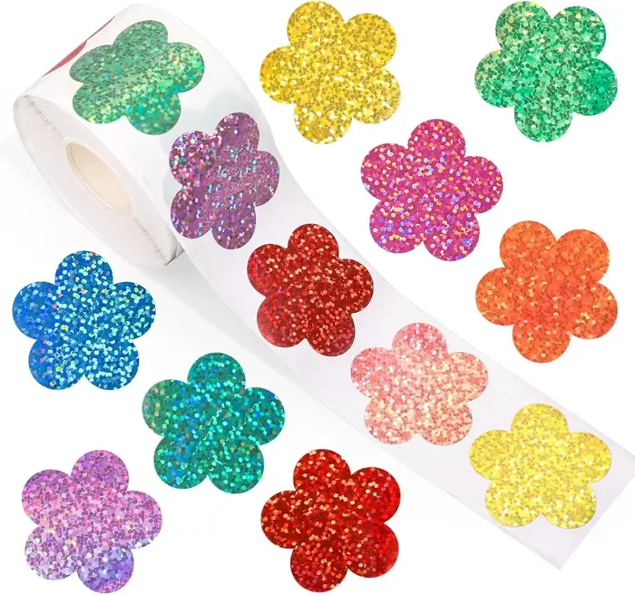 Rouleau d'autocollants de fleurs Laser