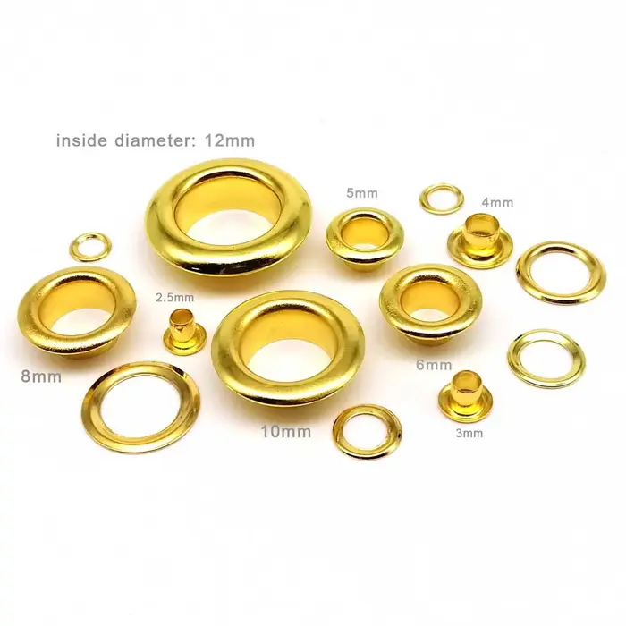 100 ensembles 2.5mm à 12mm oeillet doré de haute qualité avec rondelle œillet anneau trou d'air Rive