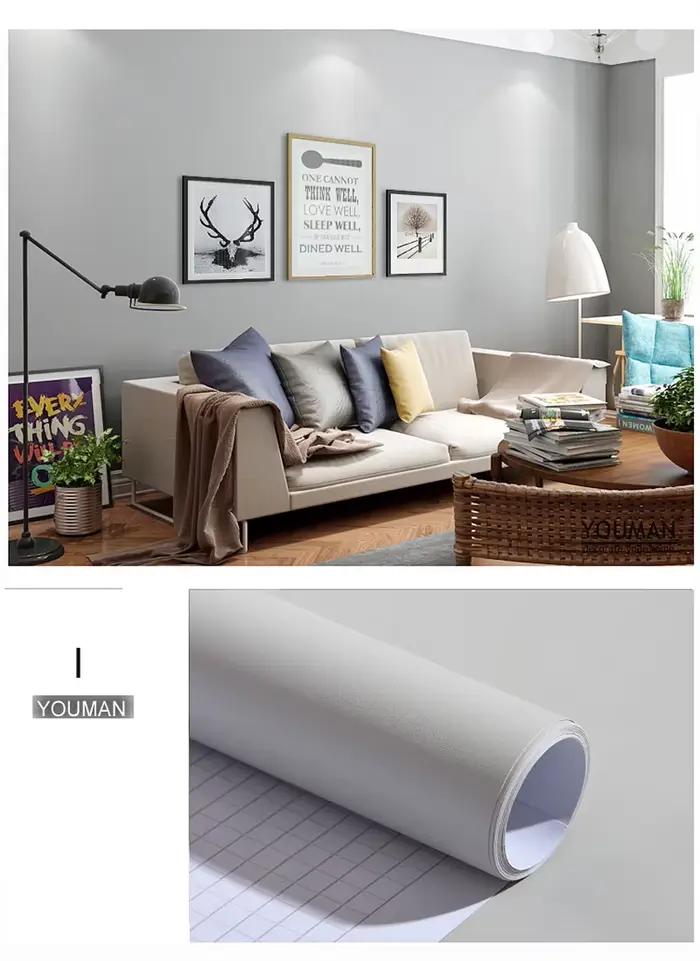 Papier peint auto-adhésif décoratif en vinyle blanc mat