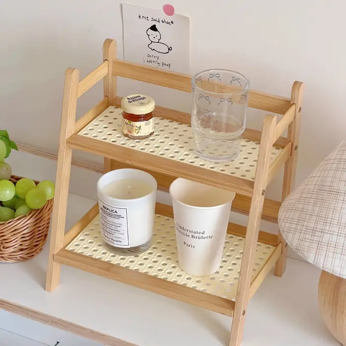 Organisateur de comptoir, porte-gobelet à café à 2 niveaux, étagère de rangement polyvalente en bamb