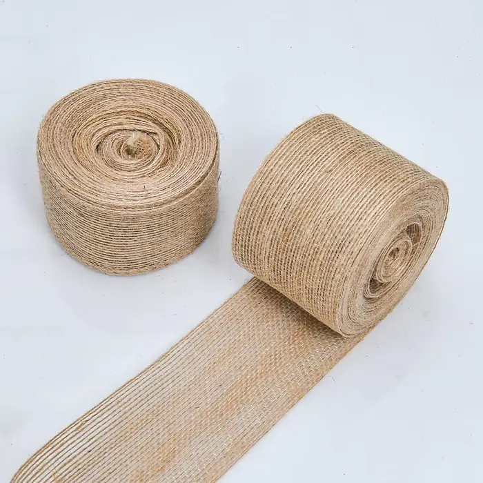 Ruban en toile de jute naturelle vintage