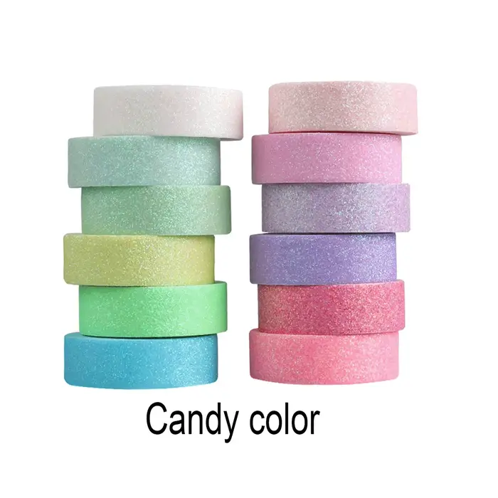 Ensemble de 12 rouleaux d'autocollants à paillettes colorées
