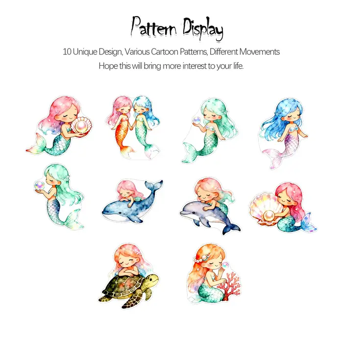 1 rouleau (500 pièces) aquarelle irrégulière dessin animé jolies sirènes autocollant décalcomanies Art adornement décoration de la maison étanchéité papeterie étiquettes