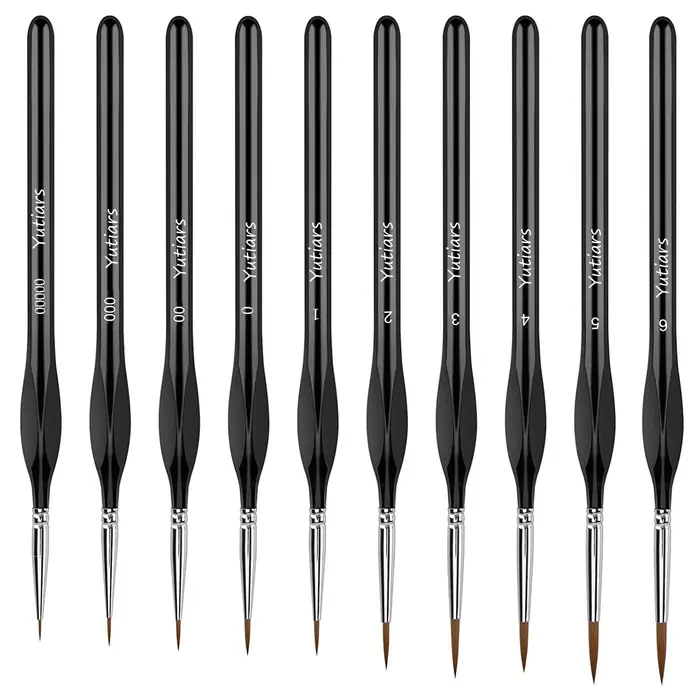 10 pièces pinceau à détails fins Kit de pinceaux de peinture miniatures Mini ensemble