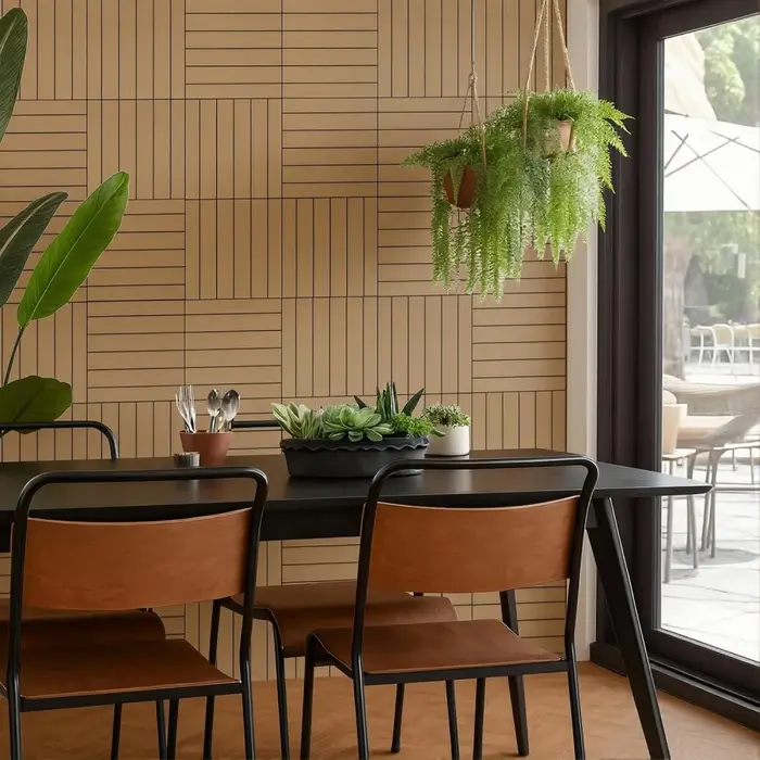 5 pièces de revêtements muraux autocollants à texture rayée imitation bois pour la rénovation et la décoration intérieure
