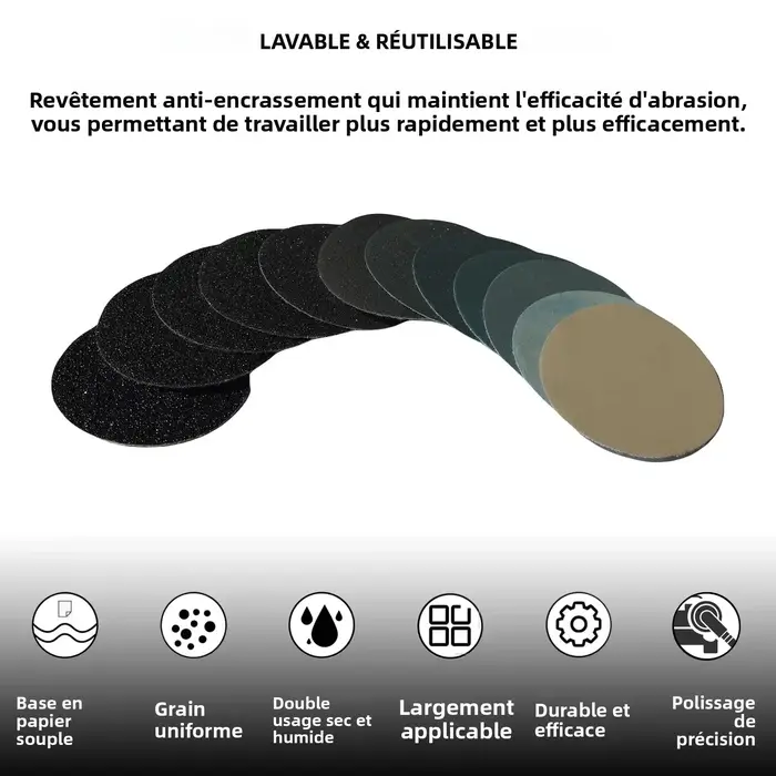 Jeu de disques de ponçage secs et humides de 2 pouces