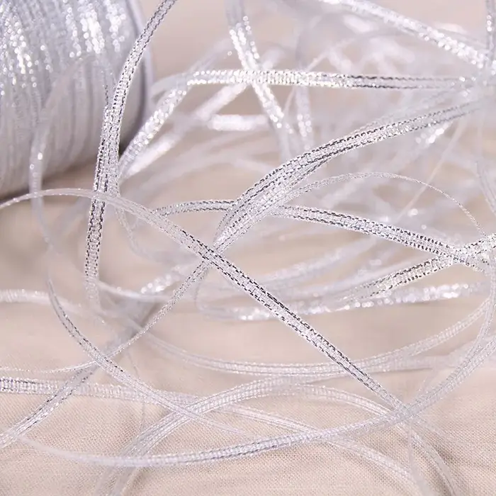 Ruban en Satin de soie à paillettes or argent