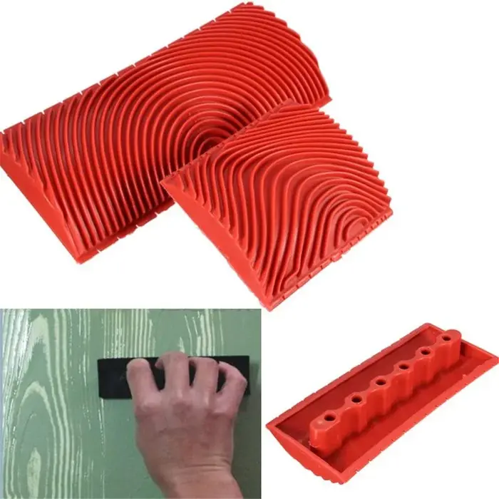 2 pièces/ensemble rouleau en caoutchouc brosse outils de peinture Imitation bois Graining