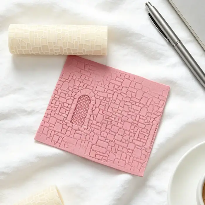 3 styles de rouleaux en silicone à texture de mur en pierre, rouleaux à motif de briques, rouleaux à relief pour murs de château vintage, pour la fabrication de bijoux en argile polymère DIY