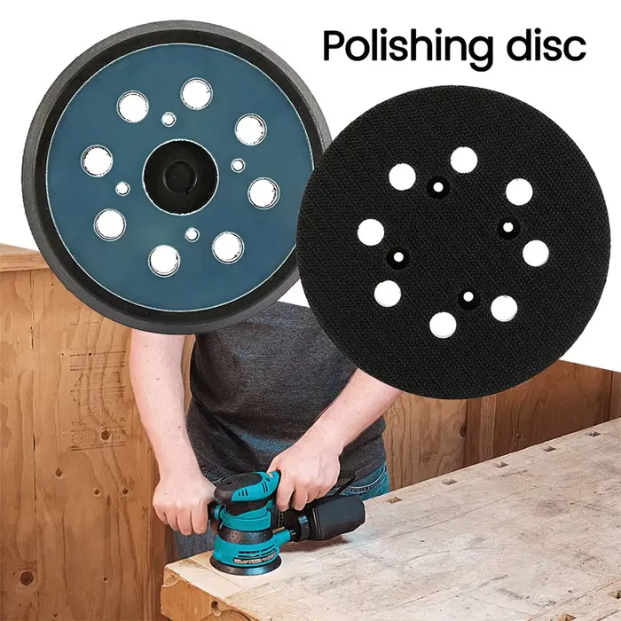 Plaque de ponçage 125 mm (5 pouces) à 8 trous avec support à 3/4 clous